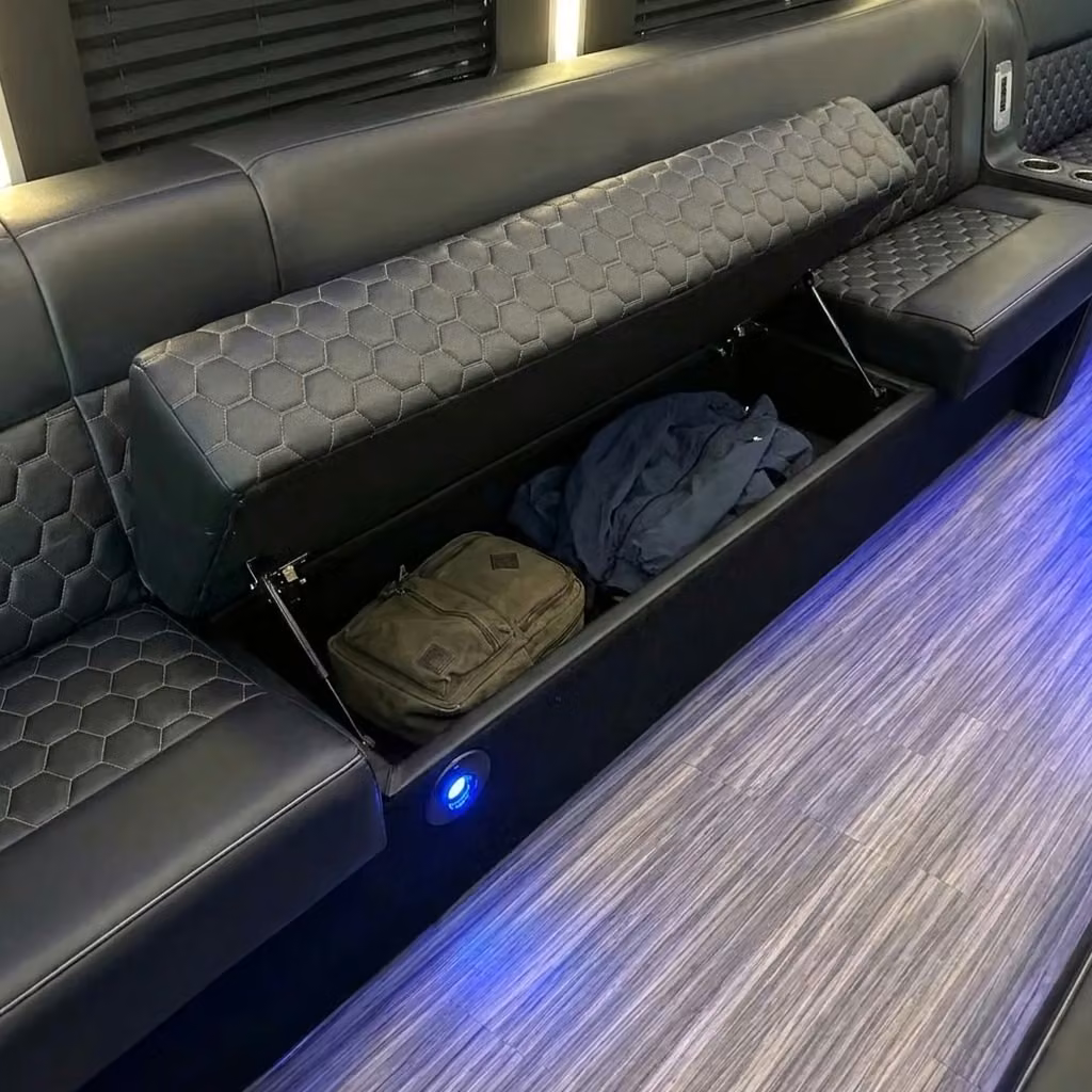 rome party bus under seat storage