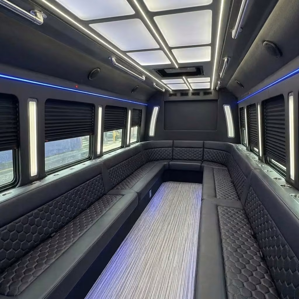 rome party bus wraparound seating